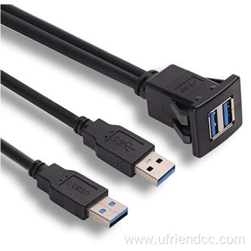 USB3.0 Panel-Mount Dual Port USB waterproof cable